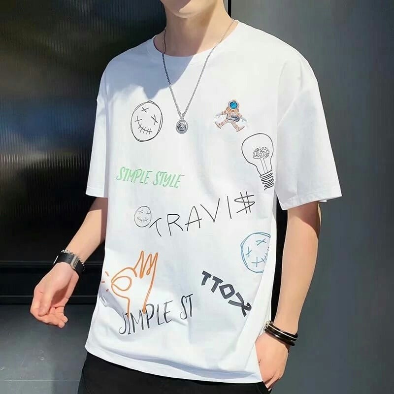 Baju Atasan Travis Kaos Pria Lengan Pendek Casual T-Shirt Size M,L & XL MG | BJ5