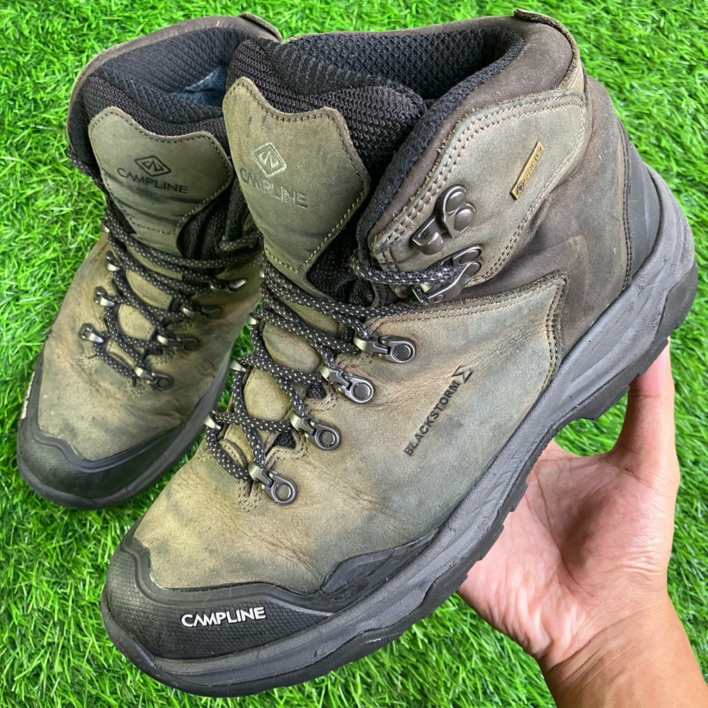 Sepatu Gunung Campline Blackstorm Mid Brown Leather Outdoors shoes ukuran 42 Tangan Ke-2