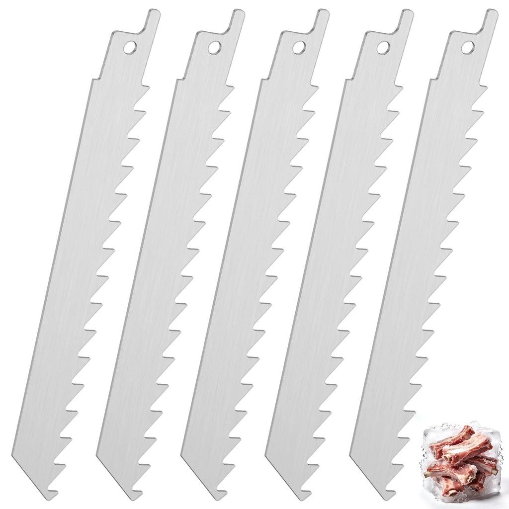 5 Pcs Bone Cutting Saw Blade 6 Inch Stainless Steel Reciprocating Saw Blade 3 TPI Food Saw Blades fo