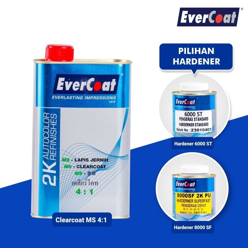 Set Clearcoat Klir Pengkilat Cat MS 4:1 Hardener 6000ST Standar | Evercoat