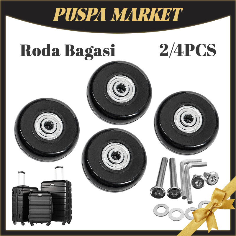 Luggage Wheels Karet Anti Bising 2PCS – Roda Pengganti Koper 40/45/50mm Tahan Lama