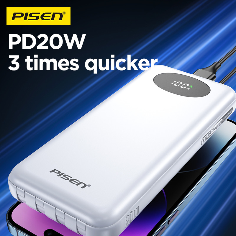 PISEN 20W 20000mAh Power Bank Fast arging For iPhone 15 14 Xiaomi PowerBank External Battery argers 