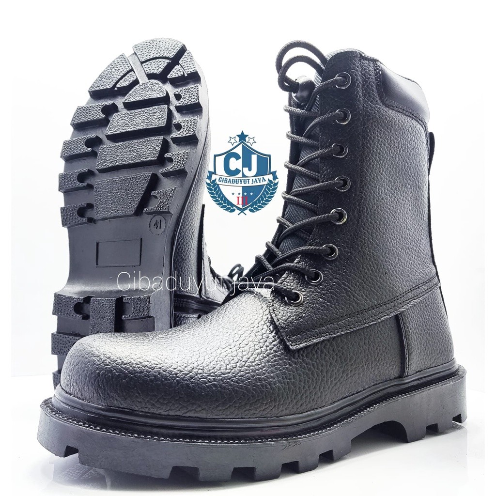 new Sepatu PDL KOBRA Resleting Radial TNI POLRI Pelatihan Kulit Jeruk Resleting Busa Tebal Sol Radia
