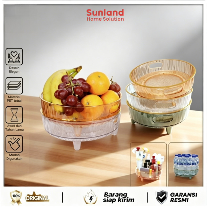 Sunland Home Solution - 360° Rak Rotating Rak Kosmetik Aesthetic Tempat Make Up Skincare Cosmetic Na