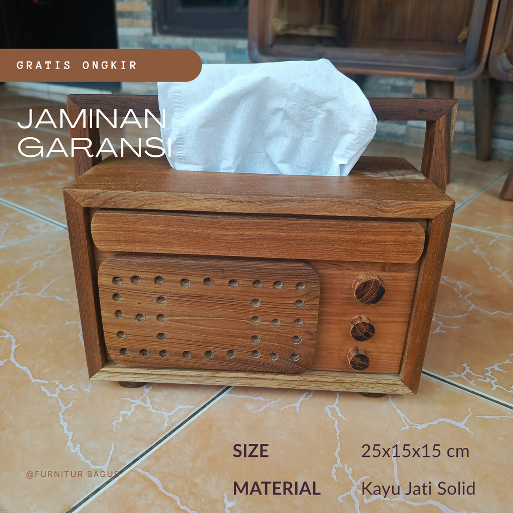 Kotak Tempat Tisu Model Radio Jadul Kayu Jati Wadah Tempat Tisu Kayu Jati Model Retro Aesthetic