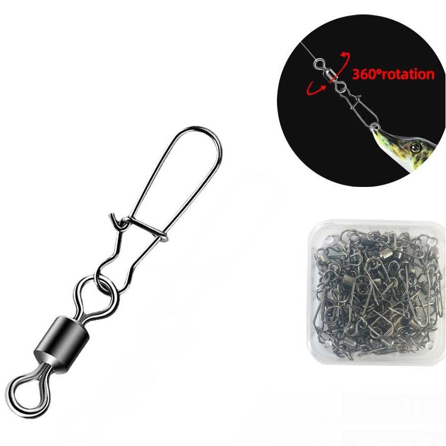 Kili kili Pancing Snap Swivel Rolling Konektor Kail Pancing Hook 30mm 8PCS