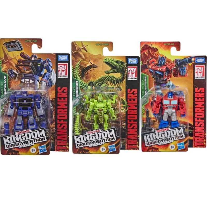 Transformers Toys Generations War for Cybertron: Kingdom Core Class Optimus Prime Dracodon Soundwave