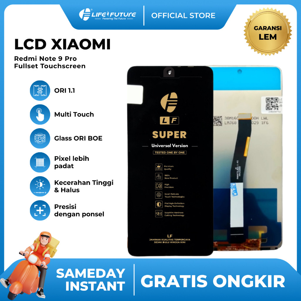 [LCD LIFE FUTURE] - (GARANSI LEM) LCD Xiaomi Redmi Note 9 Pro Fullset Touchscreen LCD LF GROSIR MURA