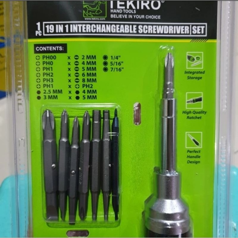 ReadyTEKIRO OBENG SET INTERCHANGEABLE 19 IN 1 OBENG SET TEKIRO 19IN1 INTERCHAGEABLE SET