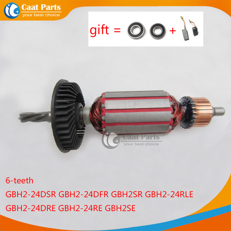 AC220-240V 6 Teeth Drive Shaft Armature Rotor for Bosch 24 GBH2-24 GBH2-24DSR GBH2-24DFR GBH2SE GBH2