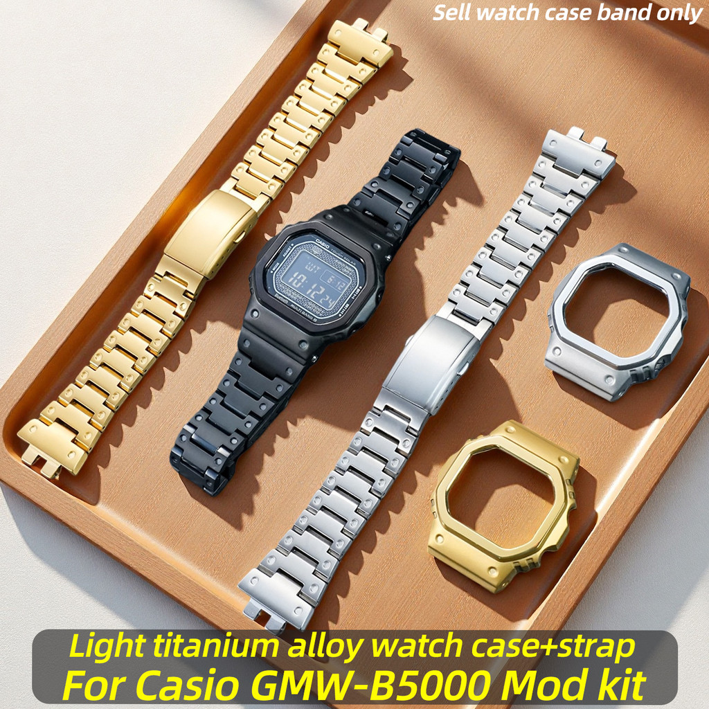 GMW B5000 Titanium alloy case+strap For Casio G-SHOCK GMW-B5000 men Fashion Mofied wat band+Bezel se
