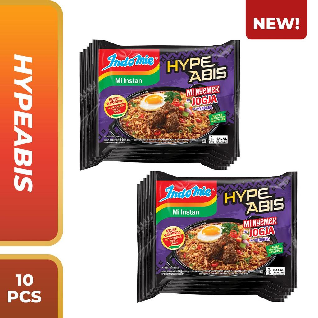 10 PCS - Indomie Hypeabis Mi Nyemek Jogja Rasa Rendang 84gr