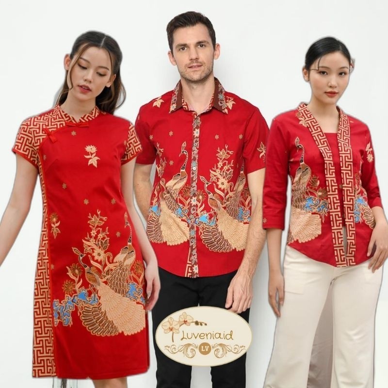 Imlek Series BBB Red Couple /Baju Merah Batik merah/ Baju Imlek DISKON