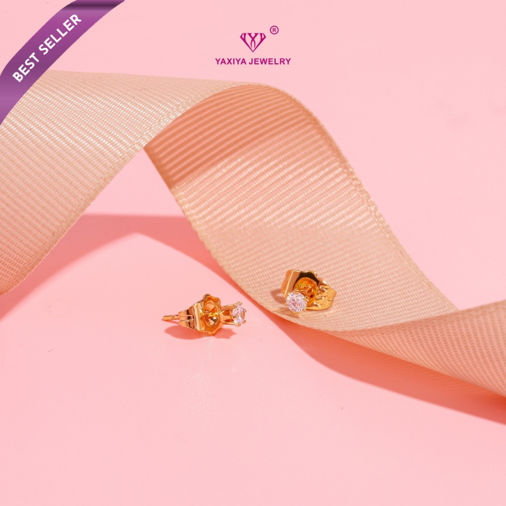 Yaxiya Anting Anak / Bayi Lapis Emas Permata Perhiasan Imitasi 679