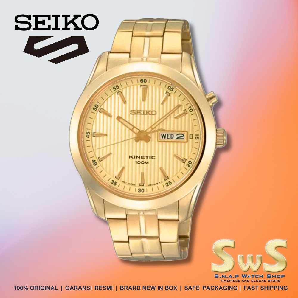Jam Tangan Pria SEIKO SMY106 Seiko Kinetic SMY106P1 Gold 44 mm Original Garansi Resmi