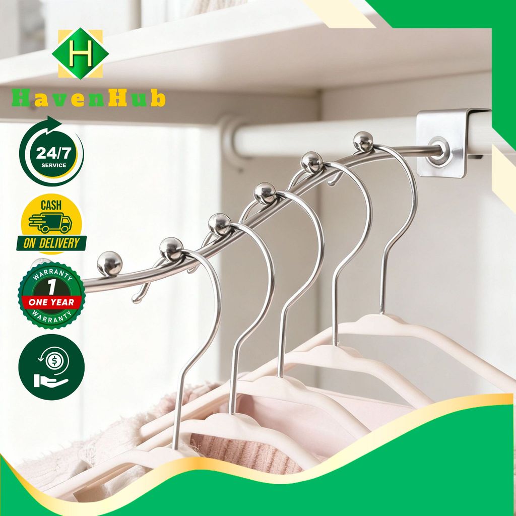 HavenHub - Gantungan Baju Silver 5 Titik Bulat Stainless Steel Untuk Didplay Baju Handuk Tas Selempa