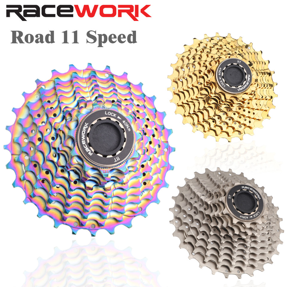RACEWORK Road Bike 11 Speed Cassette 28/32/34T Bicycle 12S Freewheel Gold Silver Rainbow Flywheel Fo