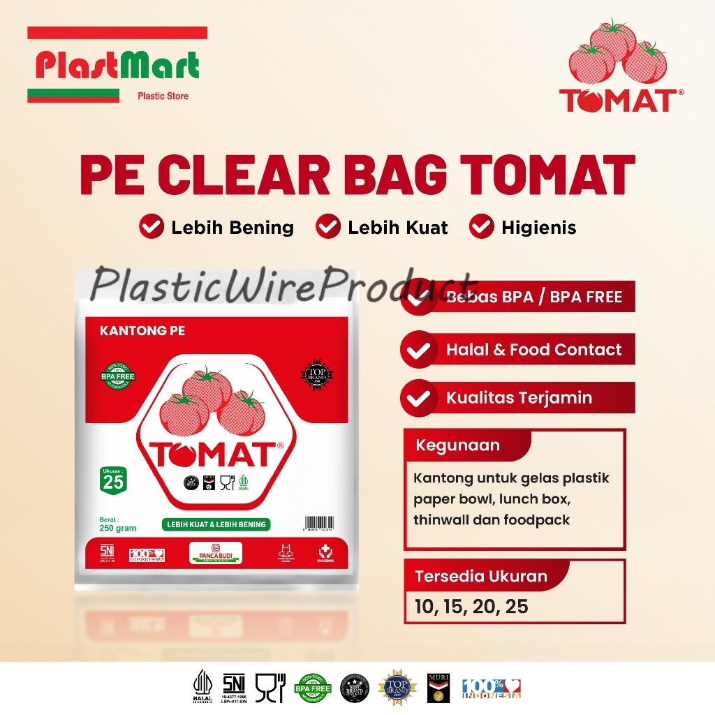 Kantong Belanja PE Tomat / Plastik Kresek PE / Kantong Plastik Bening
