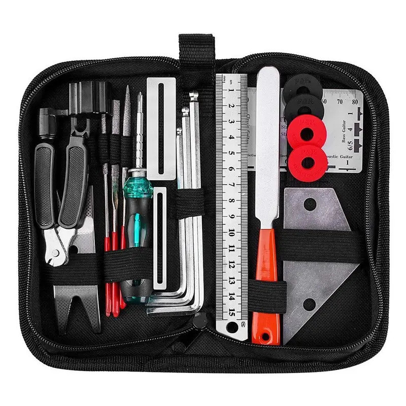 20PCS Peralatan Gitar Kit Perbaikan Alat Perawatan Gitar 3 in 1 Penggulung Senar Penggaris Aksi Leve