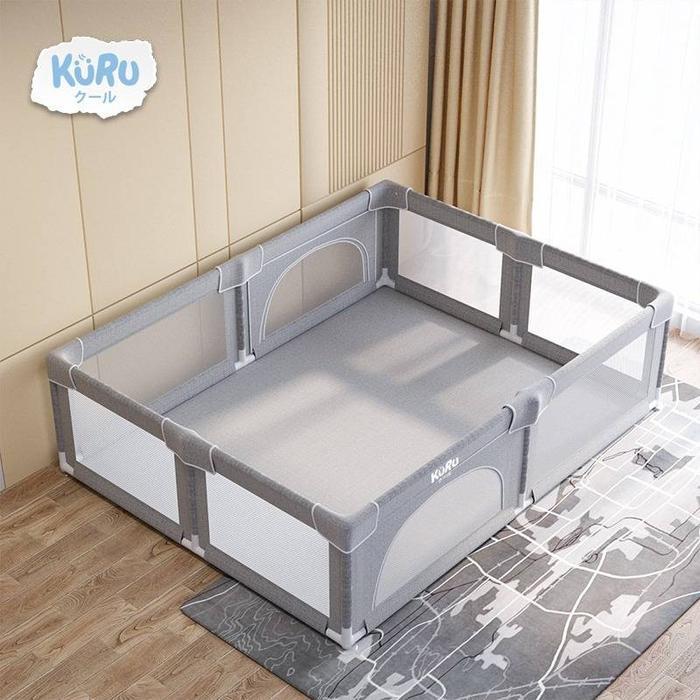 KURU PP901 Baby Playpen Playmat Tempat Bermain Anak | Pagar Main Anak - 150x180, Abu-abu