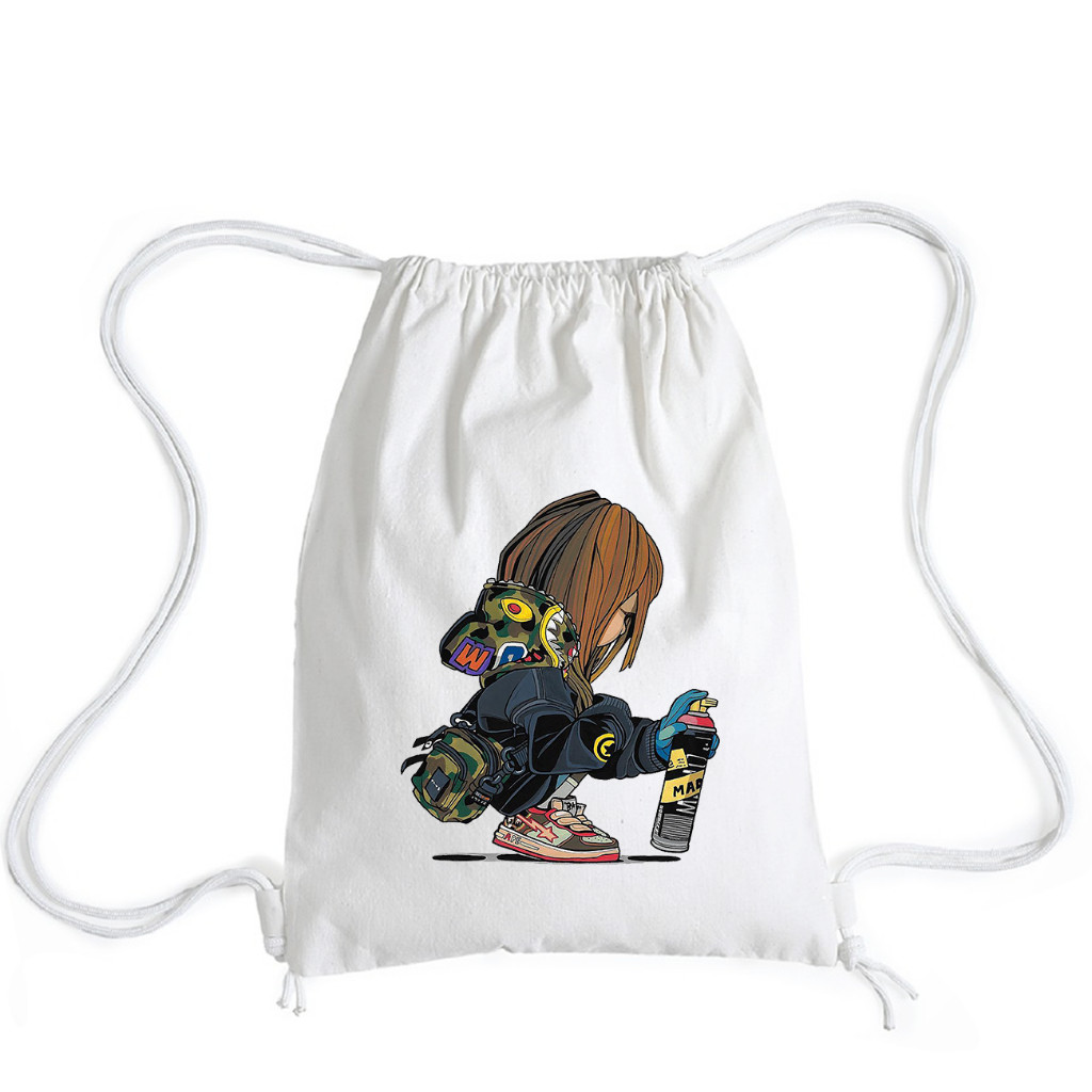 MFS - Tas Serut - Stringbag Kanvas Wanita Motif Trend Lucu Husted Terlaris Unisex