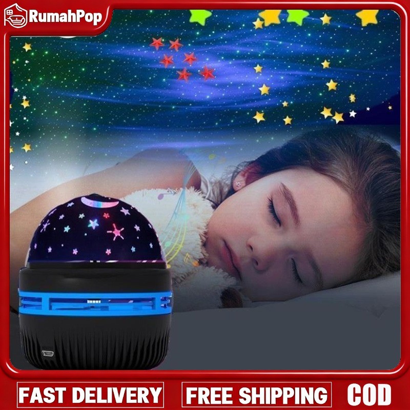 Lampu Proyetor Aurora Malam Bulan Bintang Lampu Tidur Lampu Tidur Proyektor Aurora Starry Proyektor 