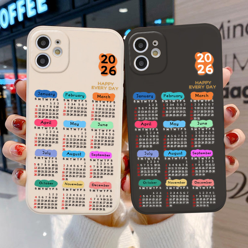 Kalender 2026 Case iPhone 11 12 13 14 15 16ProMax 17 Air  XR XS MAX 6 7 8Plus SE 2022 BANG Straight 