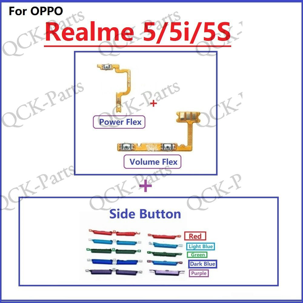 Untuk OPPO Realme 5 5i 5S Tombol Saklar Daya Hidup Mati dan Tombol Volume Naik Turun Tombol Samping 