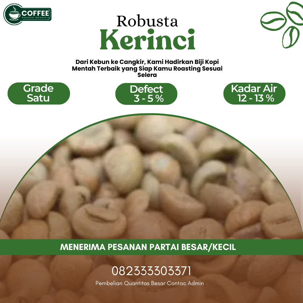 greenbean  biji kopi Robusta Kerinci - Fine - 1kg