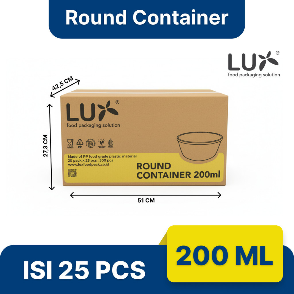 Dus Thinwall Bulat 200ml isi 500pcs Merek Lux Thinwall Round Container (Bowl) Plastik Serba Guna