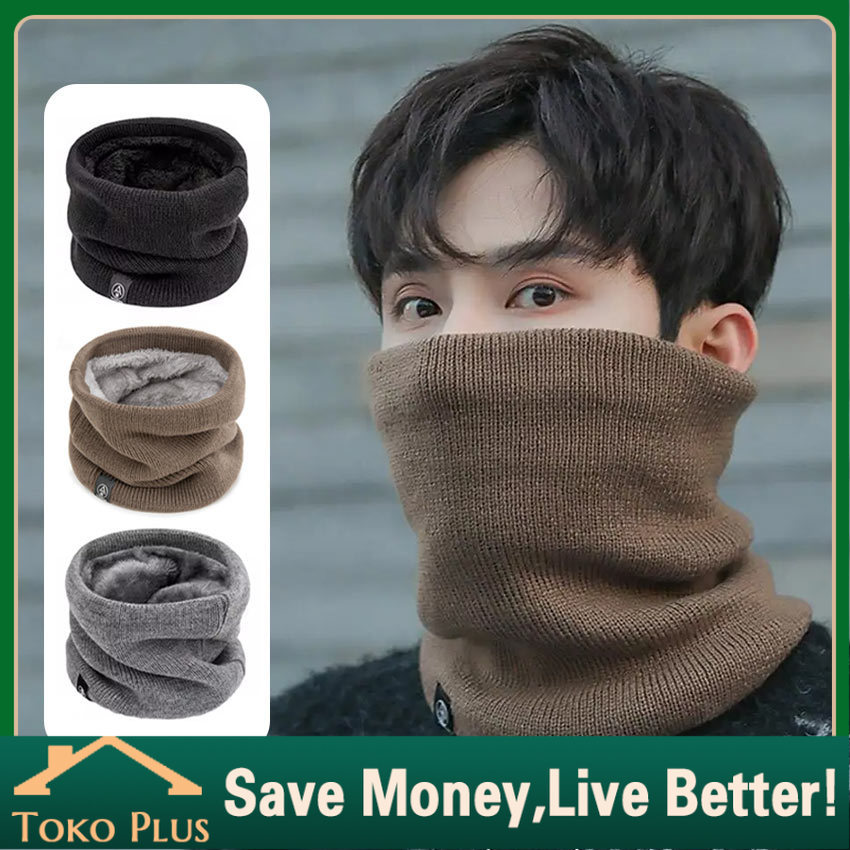 Syal Rajut Pria Gaya Korean Syal Musim Dingin Penghangat Leher - Syal Motor Hangat Bahan Fleece Syal