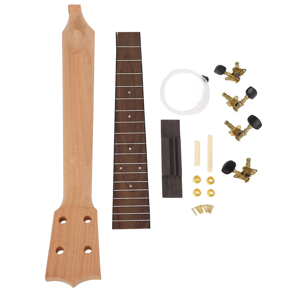 26 INCH Ukulele Neck Kit Ukulele Neck Rosewood Fingerboard String Knob and Bridge Set for Handcraft