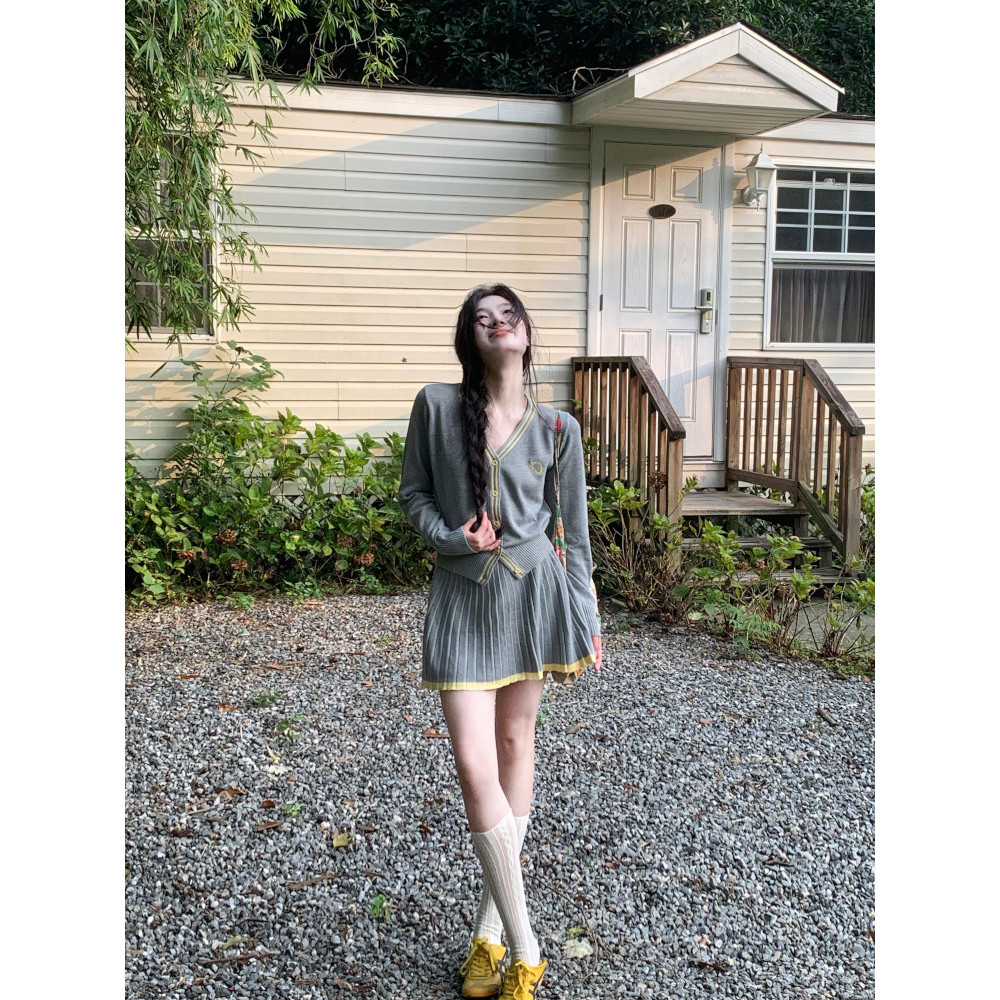 Female preppy style suit sweet two-piece set