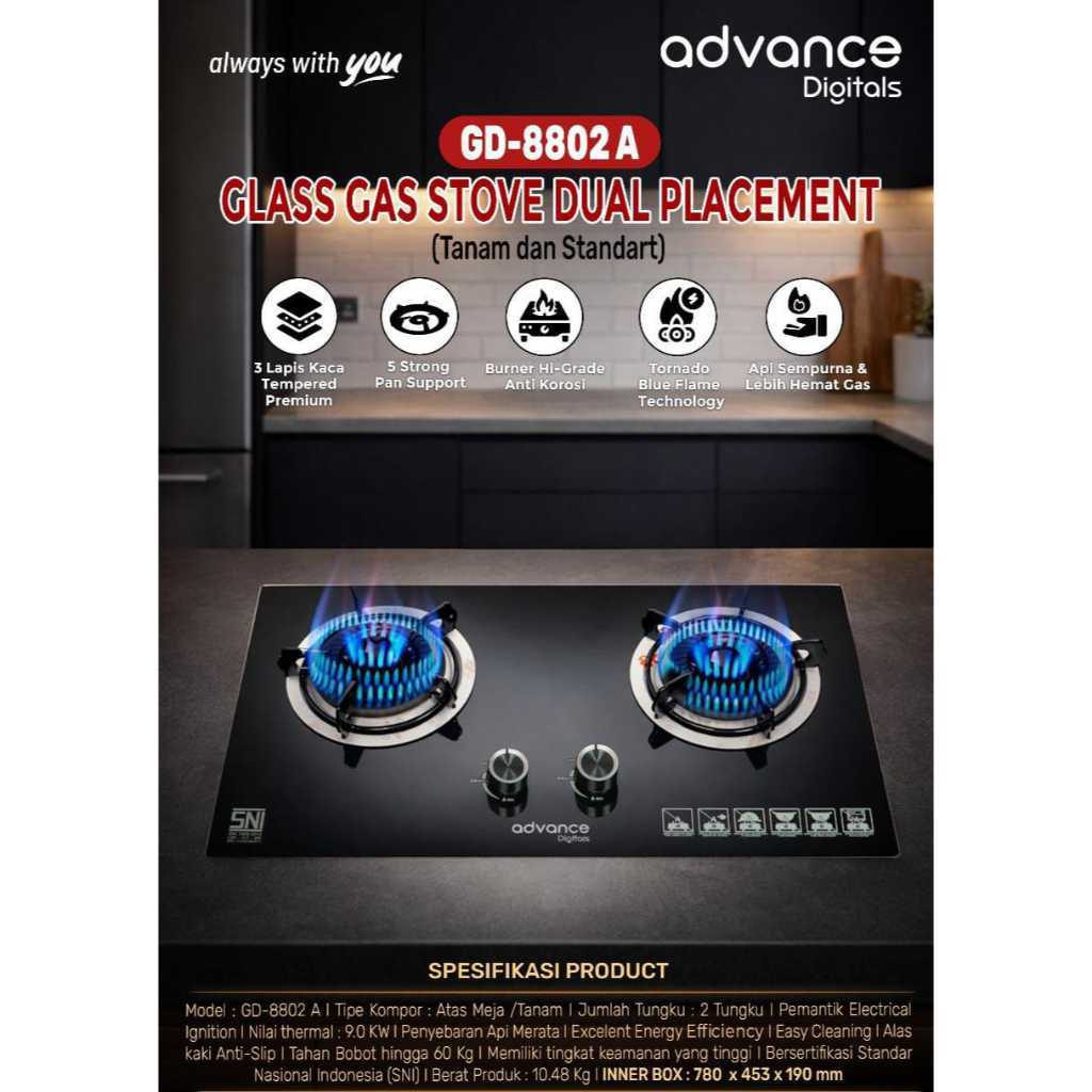 TERMURAH Kompor Gas Tanam  2 Tungku GD-8802A Kompor Hemat Gas