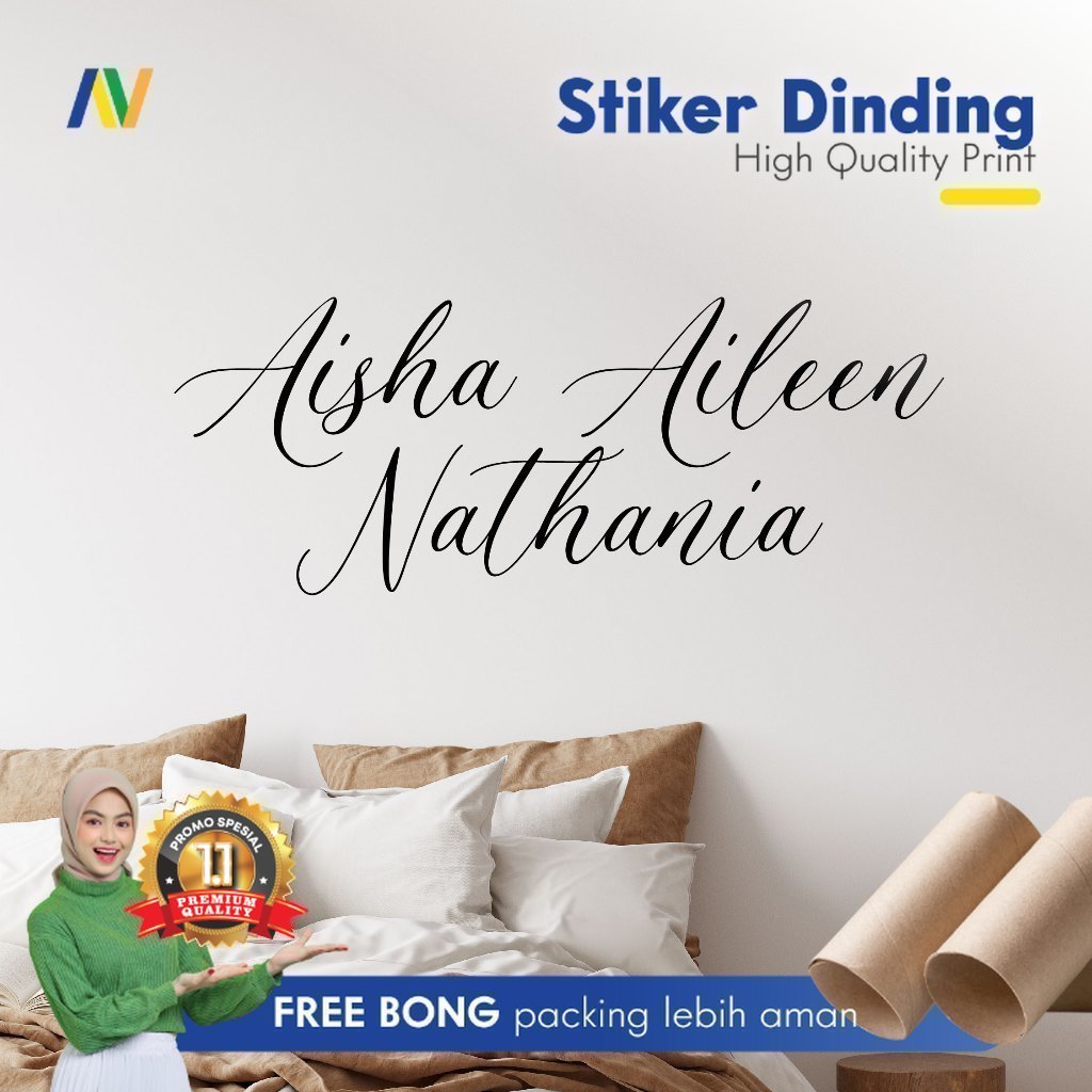 Stiker Dinding Nama | Stiker Dinding Kamar Nama Custom | Stiker Dinding Motif Tulisan | Stiker Dindi