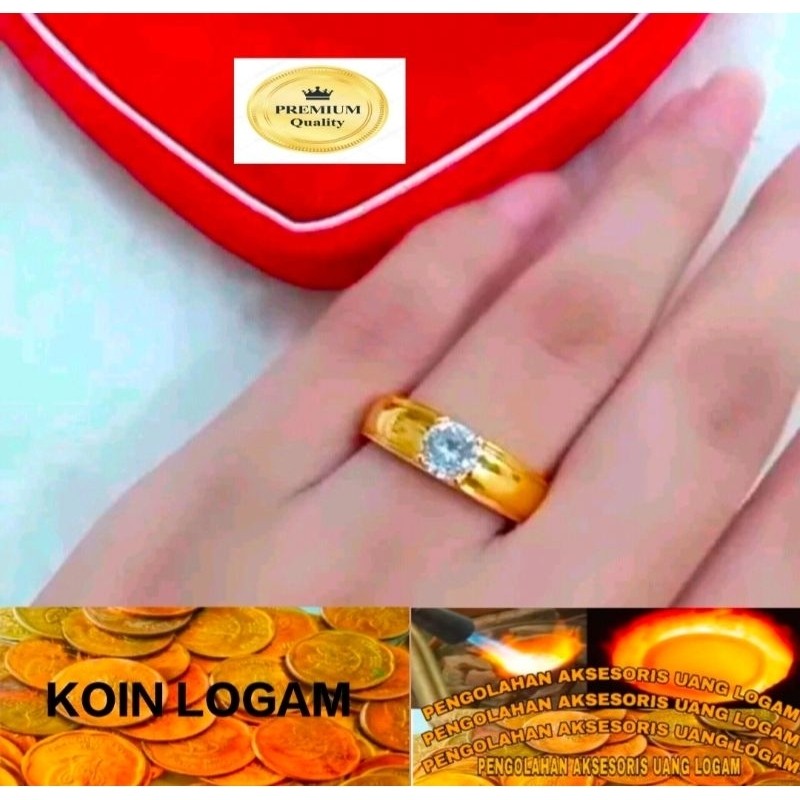 Cincin Wanita Koin 91 Ori Tidak Luntur Anti Karat Lapis Emas 24k Perhiasan Pengganti Emas Terbaru
