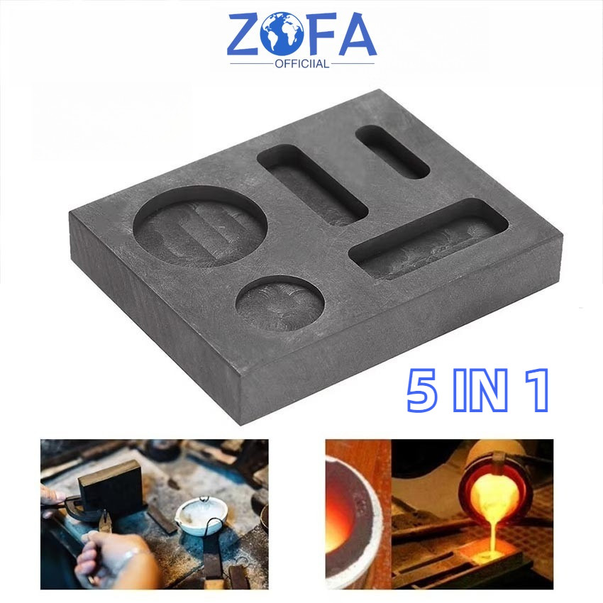 Graphite Ingot Mould 5 In 1 Cetakan Ingot Grafit High Density Emas Silver Aluminium Kaca Bulat Koin