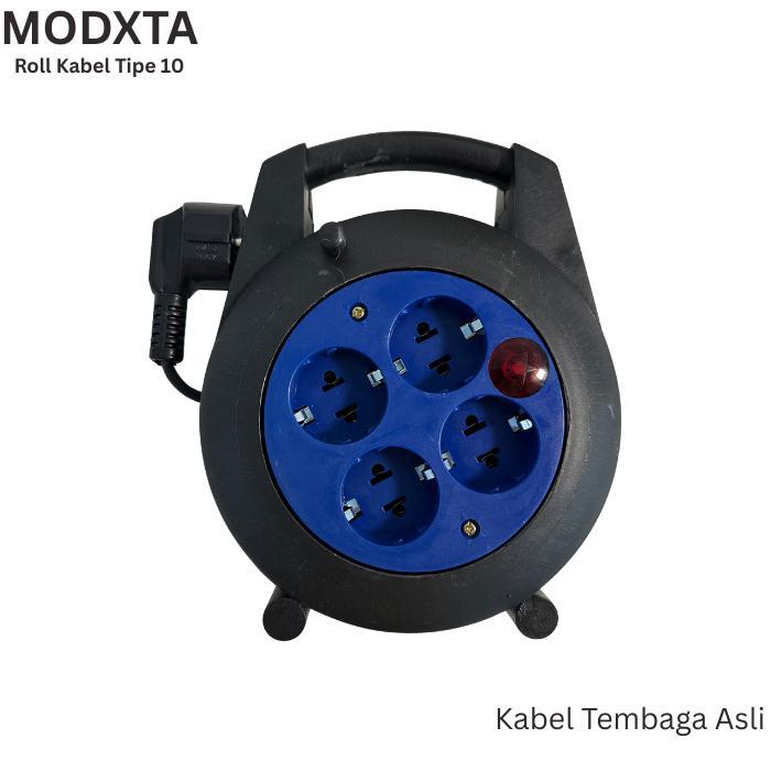 ENERZA Modxta Roll Kabel Tipe 10 Kabel Roll Panjang Kabel 6 Meter Lampu Indikator / Stop Kontak Plus