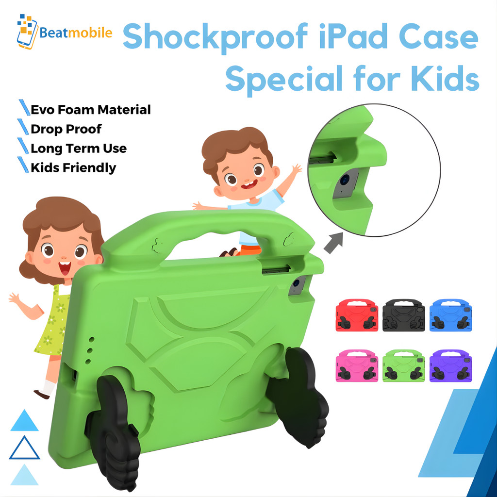 Kids Foam iPad Case 10.2" Gen 7/8/9 iPad Air 1/2, Mini 6" Mini 7 Shockproof Case Anak Pelindung Anti
