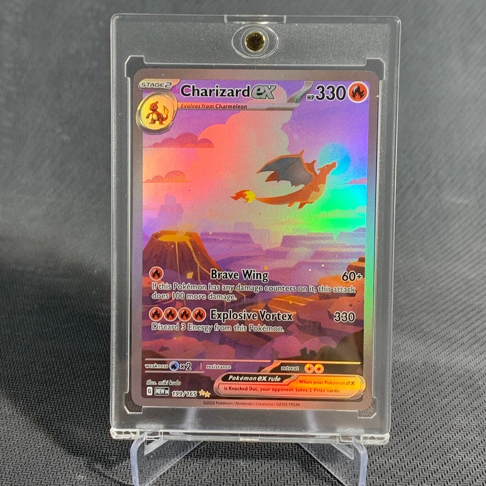 Pokemon Cards with Magnetic Card Holder arizard Ex GX Rainbow Blastoise VMAX Hobbies Rare Collection