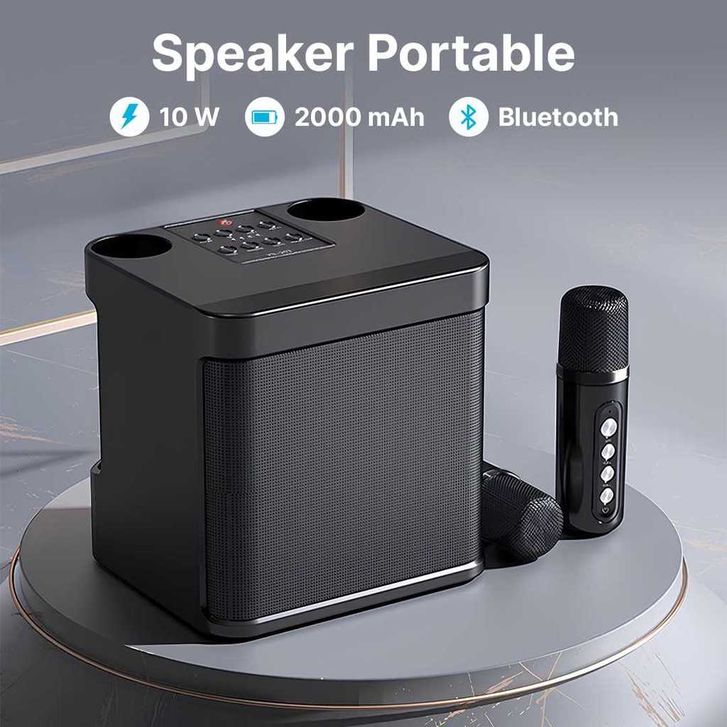 Speaker Bluetooth Karaoke Portable Wireless 2 Microphone 10W Home Theater LED RGB Mini Karaoke Set -