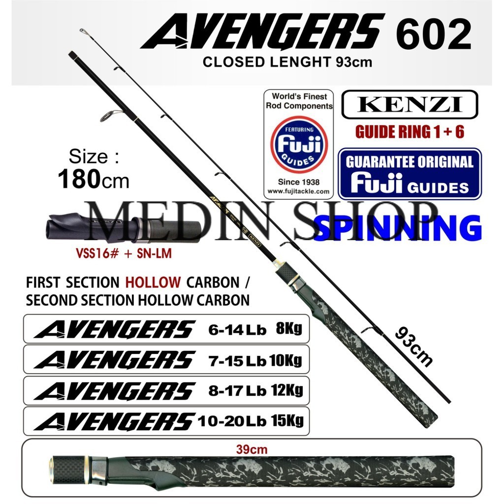 JORAN KENZI AVENGERS 602 SPINNING 6-14LB 8kg / 7-15LB 10kg / 8-17LB 12kg / 10-20LB 15kg 180CM MEDIN 