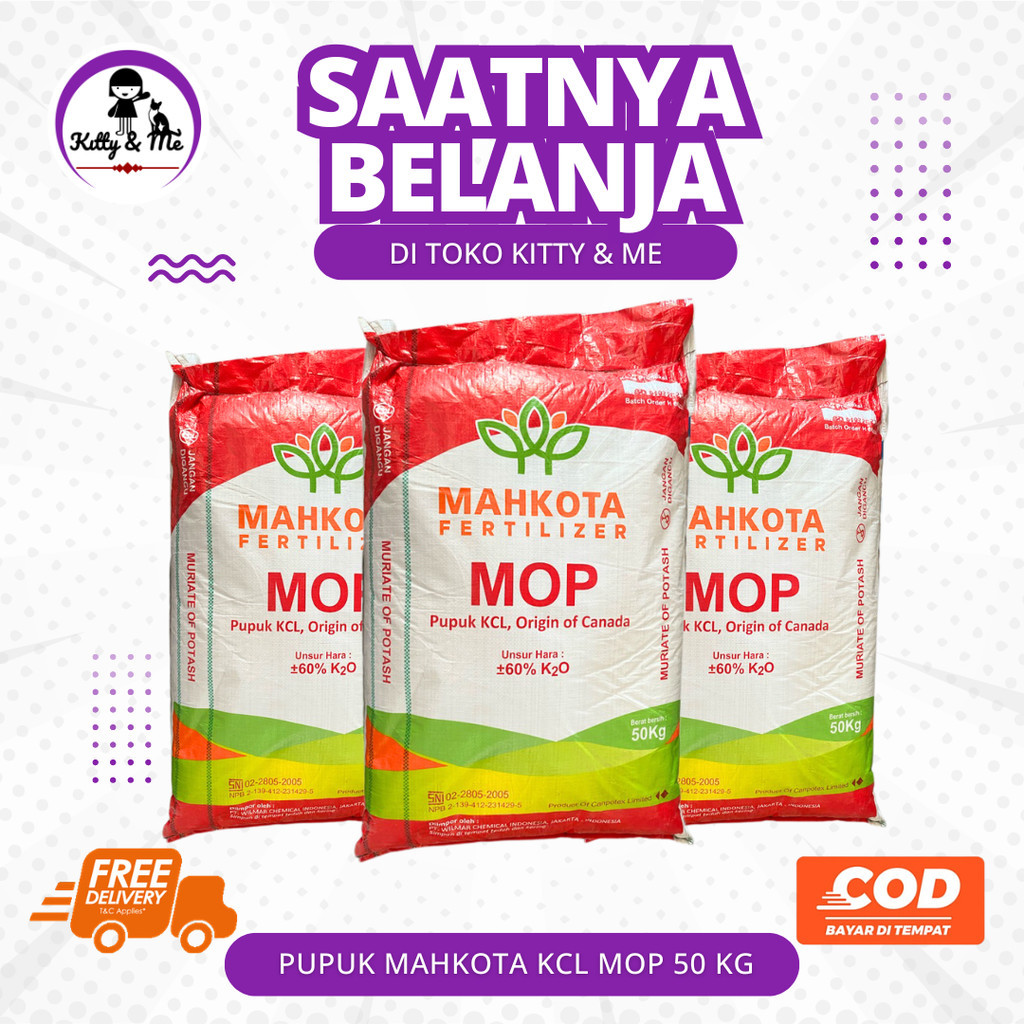 PUPUK MAHKOTA KCL MOP 50 KG - Pupuk Untuk Meningkatkan dan Kualitas Hasil Panen