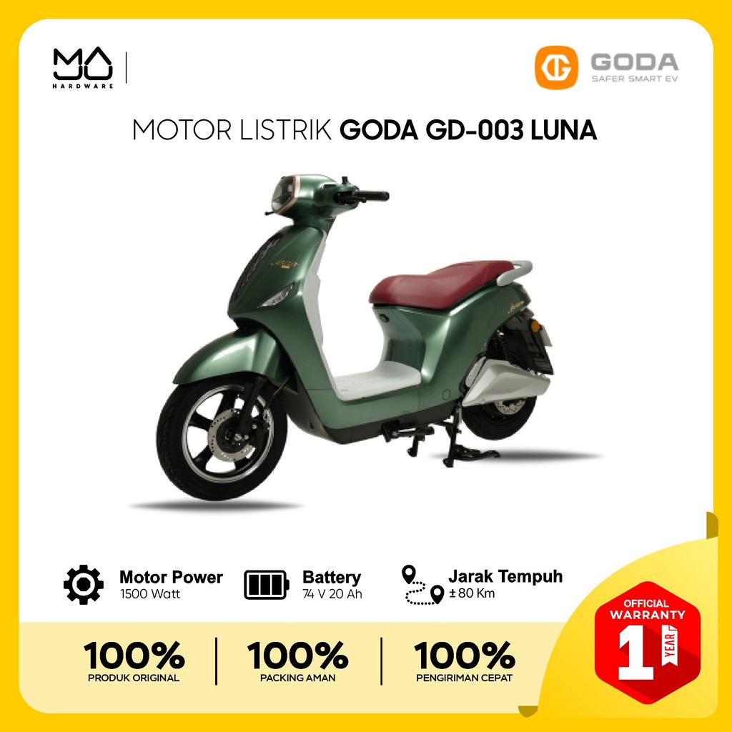 GODA -MOTOR LISTRIK 72 V 20AH 1500 Watt - LUNA GD 003 - Garansi Resmi