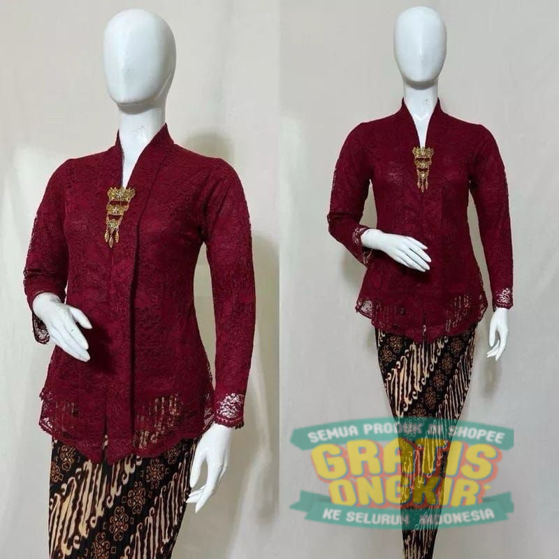 Atasan Kebaya Kartini Panjang Modern / Kebaya Jumbo Ld 120 /  Kebaya Encim Brokat Modern / Kebaya Br