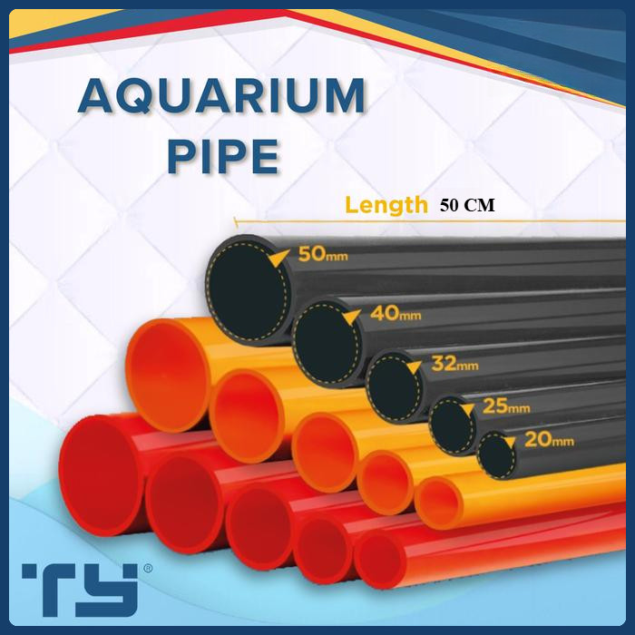 TY Aquarium Pipe Pipa U - PVC by 3 Pawns -  Red - Orange - Transparant - Grey - Blue - 20mm sd  50mm