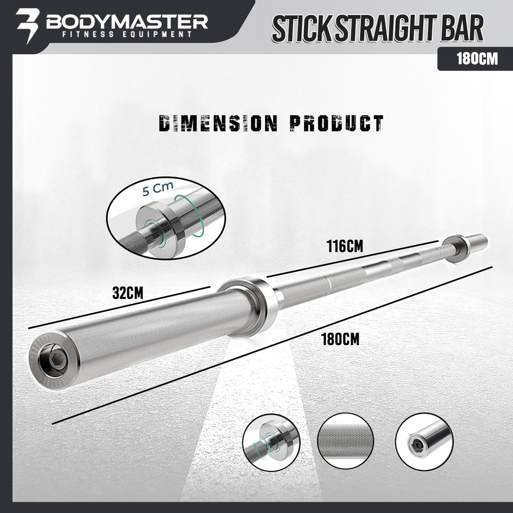 BODYMASTER Stick Olympia 180cm Dumbell Olympic Bar Barbel Gym Chrome - Stick BM-A190