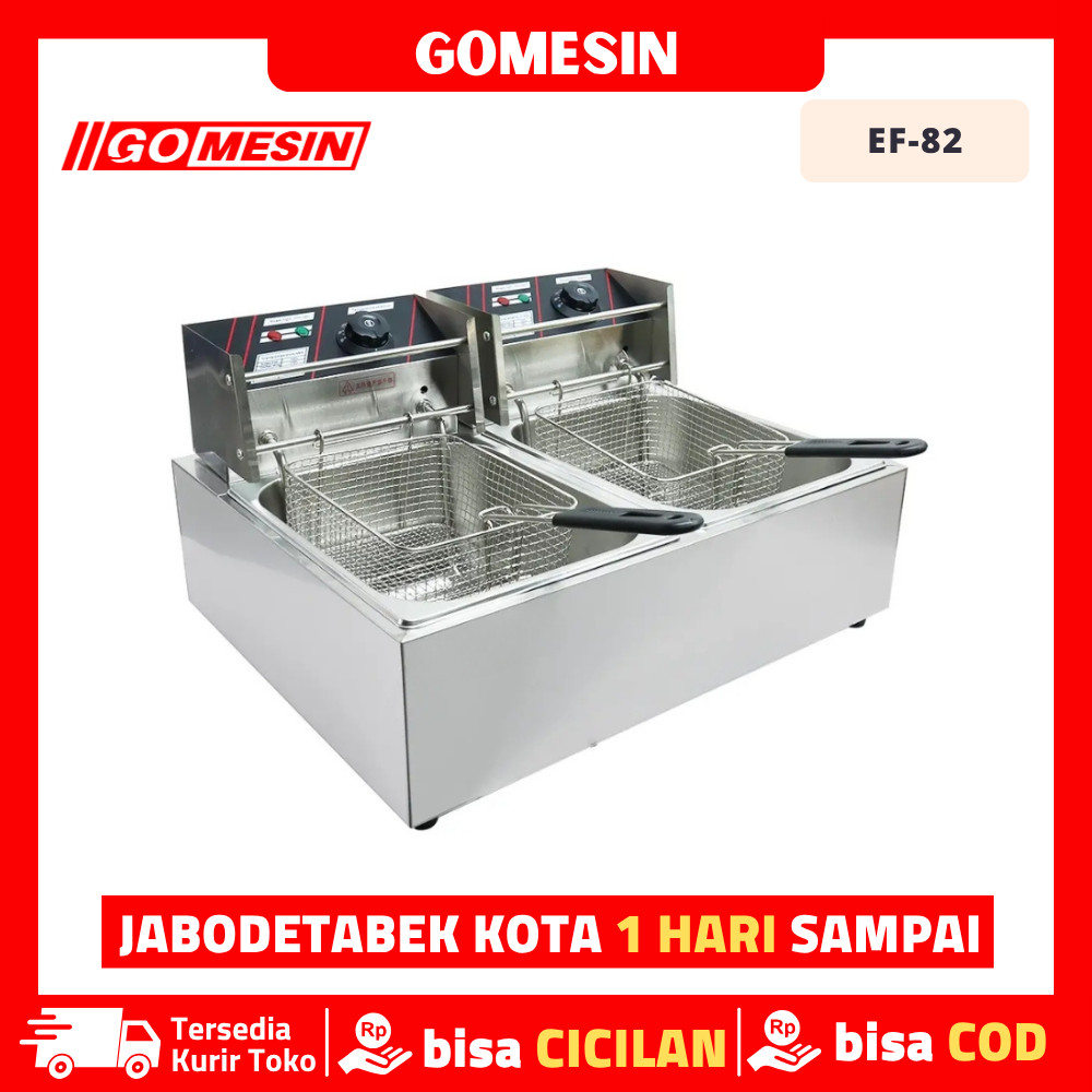 GOMESIN EF-82 Deep Fryer Listrik Electric Deep Fryer 2 Tangki Garansi Resmi