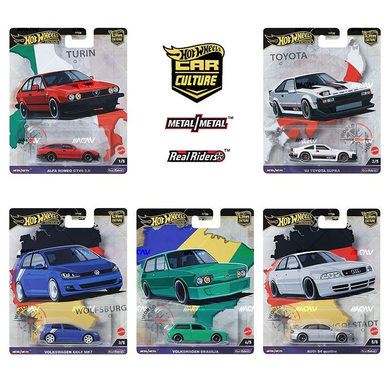 Hot Wheels Premium Car Culture World Tour 1/64 ecast Volkswagen Golf Brasilia Au S4 Quattro Alfa Veh
