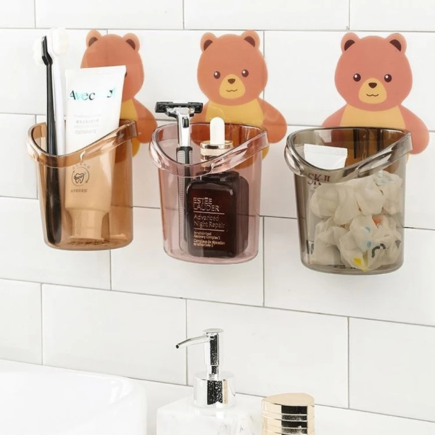 SSG Tempat Sikat Gigi Bear / Gelas Tempel Motif Beruang / Gantungan Sikat Gigi